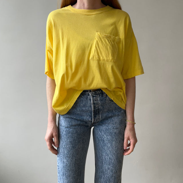 1980s Blank Yellow Pocket T Shirt