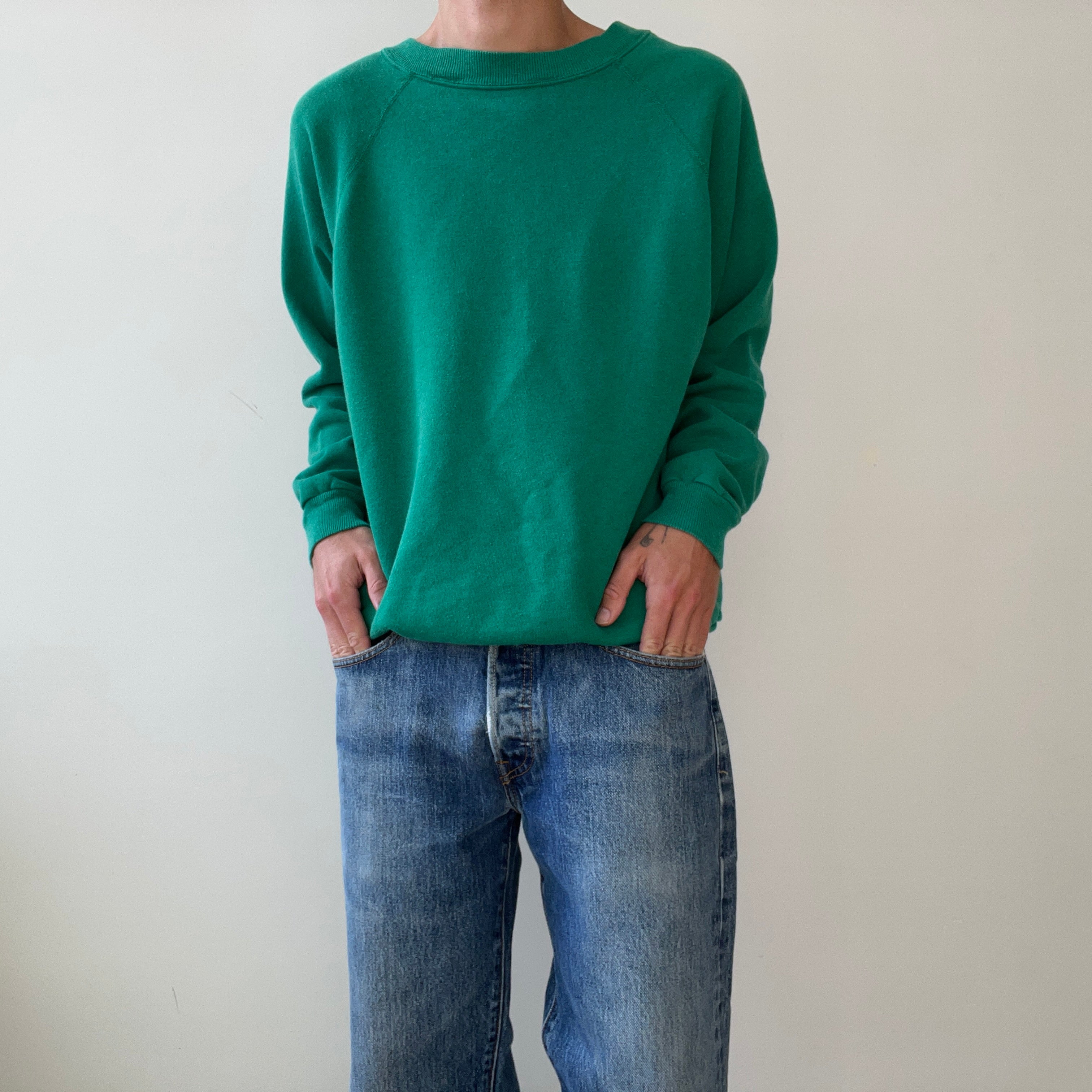 1980s Blank Green Sweatshirt