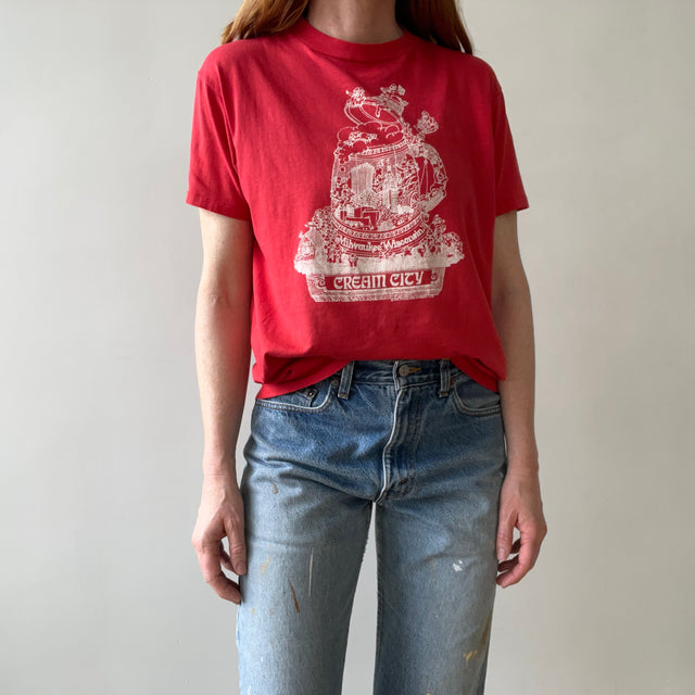 1980s Red Milwaukee Wisconin Cream City T Shirt