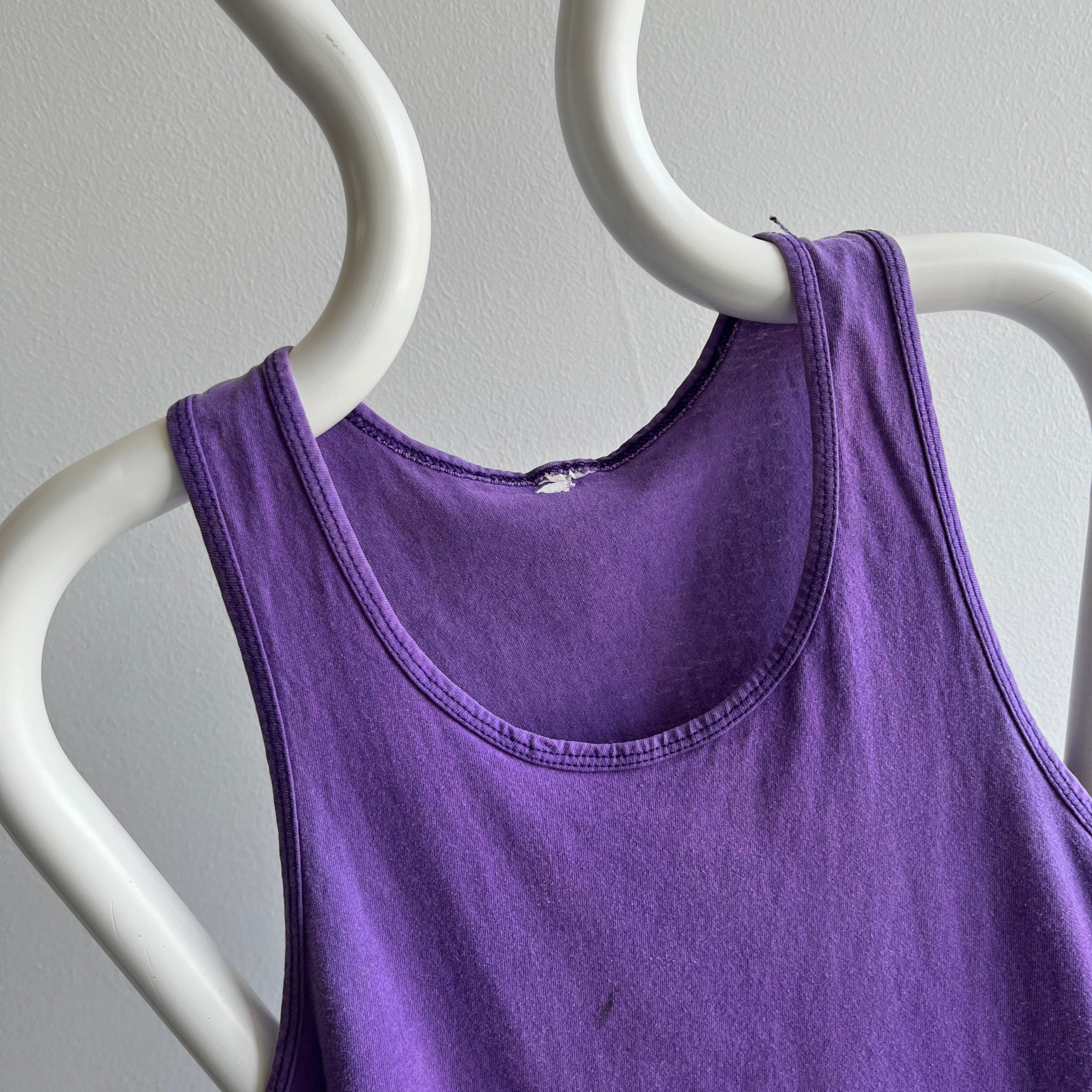 1980s Perfectly Purple Cotton Worn and Stained Tank Top