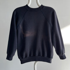 1980s Blank Black Smaller Raglan with Sun Faded - A GEM!!!!