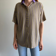 1980s Unusual Super Cool Striped/Button Down Shirt Sleeve Knit