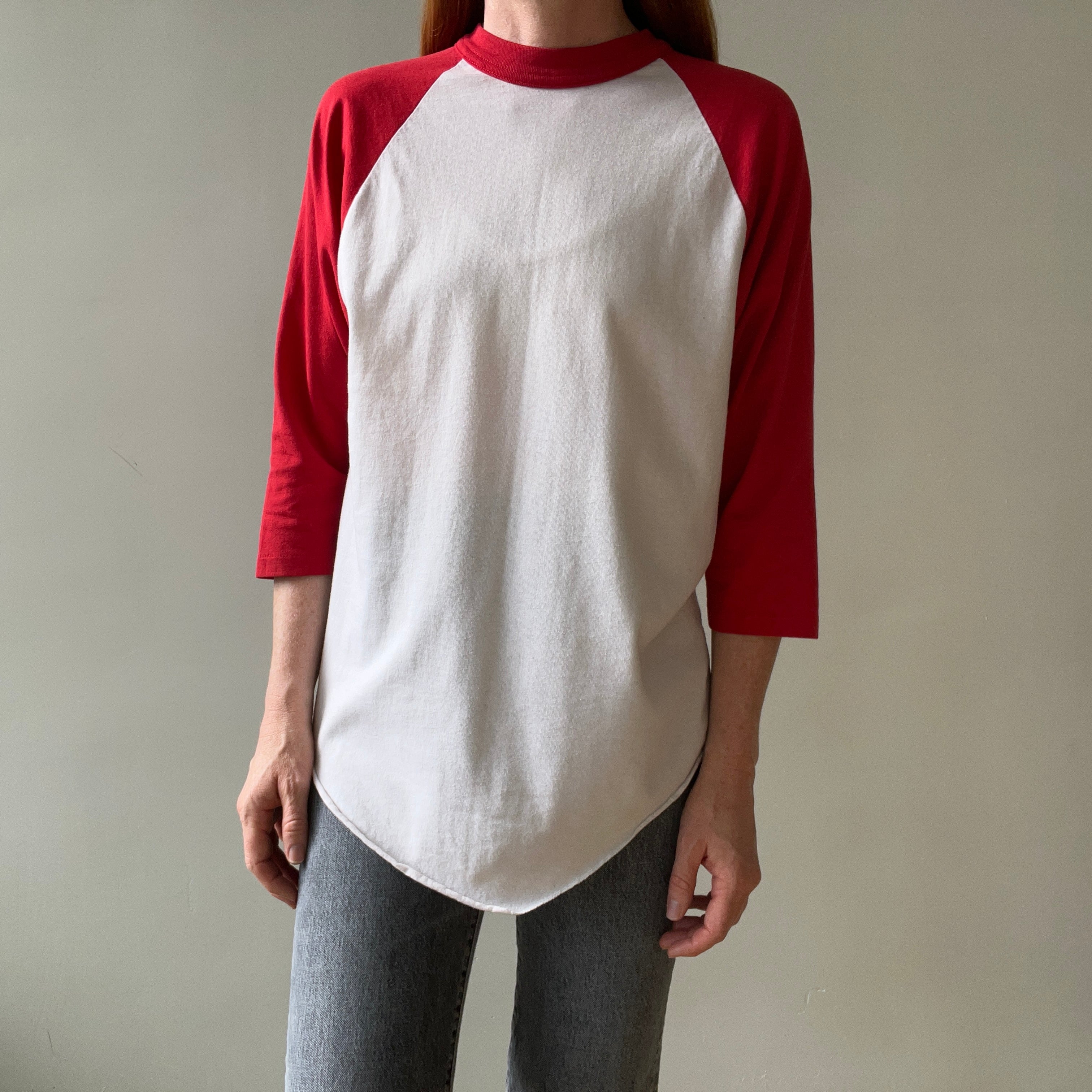 1970s/80s Red and White Three Quarter Sleeve T Shirt