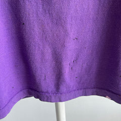 1980s Perfectly Purple Cotton Worn and Stained Tank Top