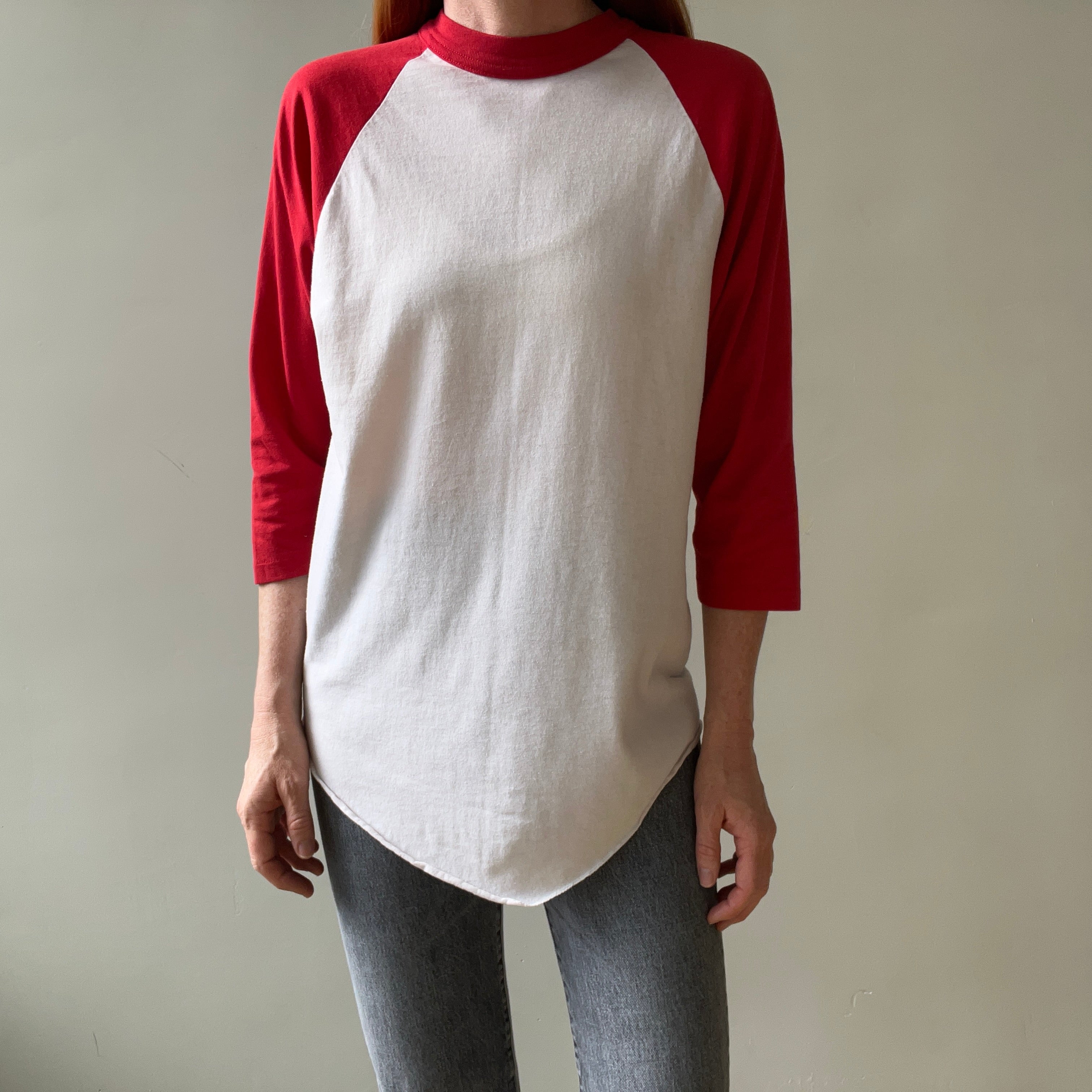 1970s/80s Red and White Three Quarter Sleeve T Shirt