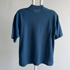 1970s Champion Blue Bar Brandywine College Mock Neck Raglan T-Shirt