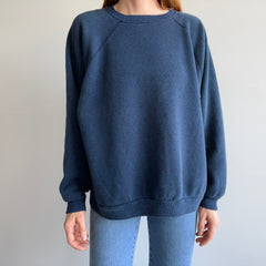 1970s Luxurious Blank Navy Sweatshirt - Did I Mention Luxury?