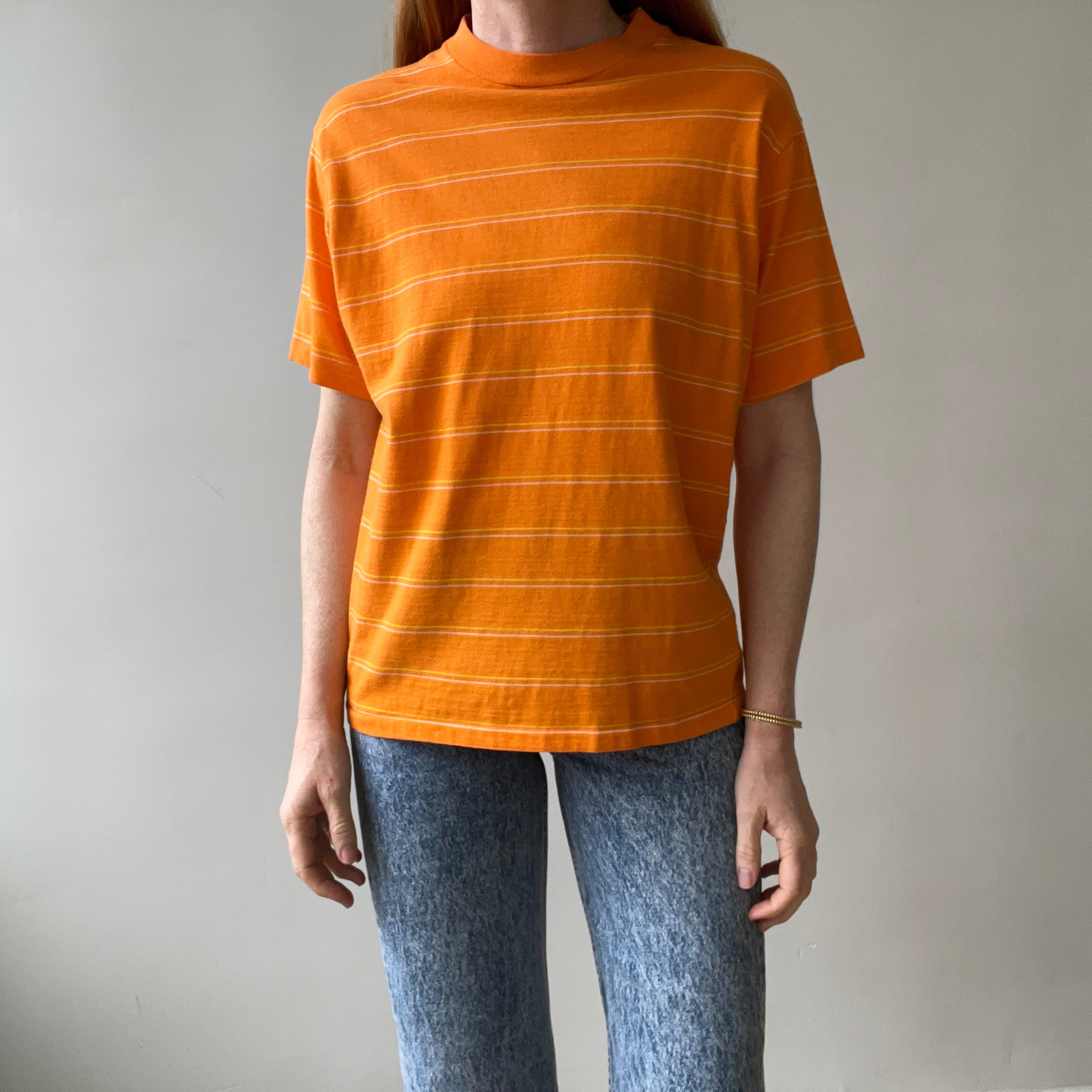 1970s Orange Striped T Shirt