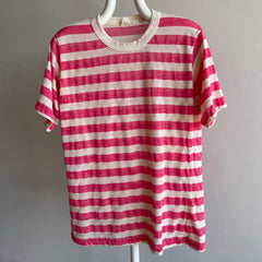 1970/80s Hot Pink Striped T-Shirt - !!!!