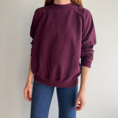 1980s Burgundy/Wine Blank Raglan Sweatshirt by Tultex