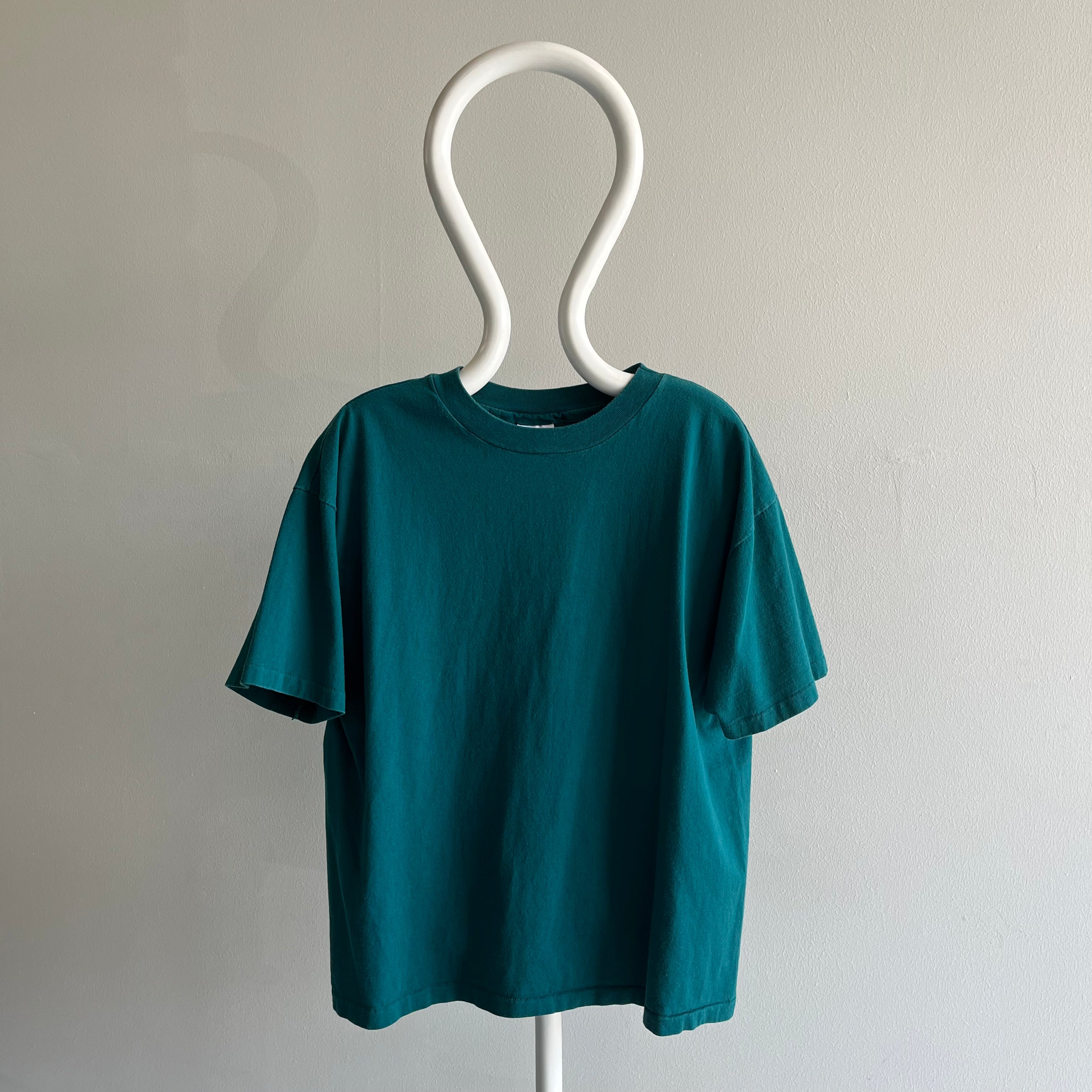 1990s HHW Dark Teal Cotton T-Shirt