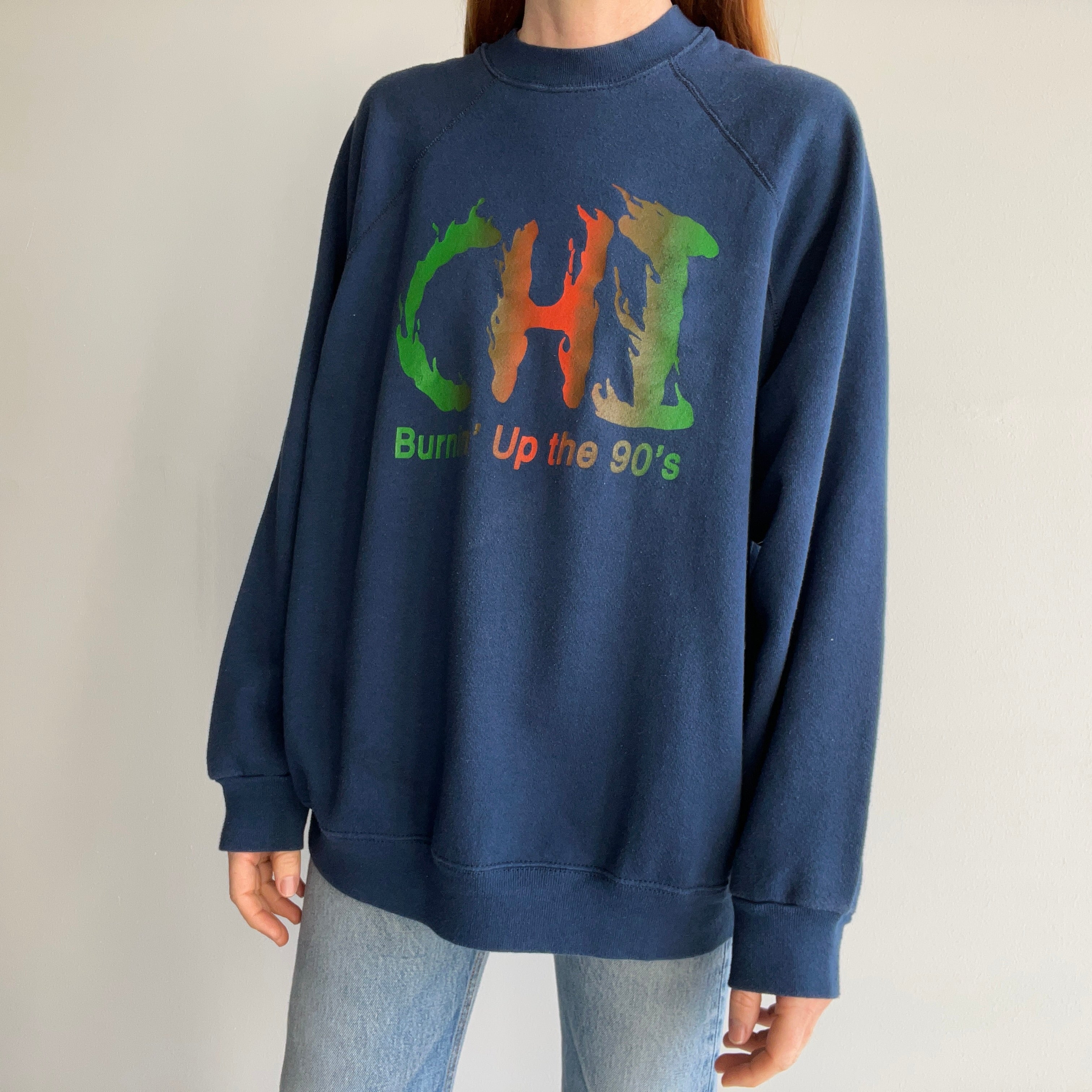 1990s Chi Burning Up The 90s Sweatshirt