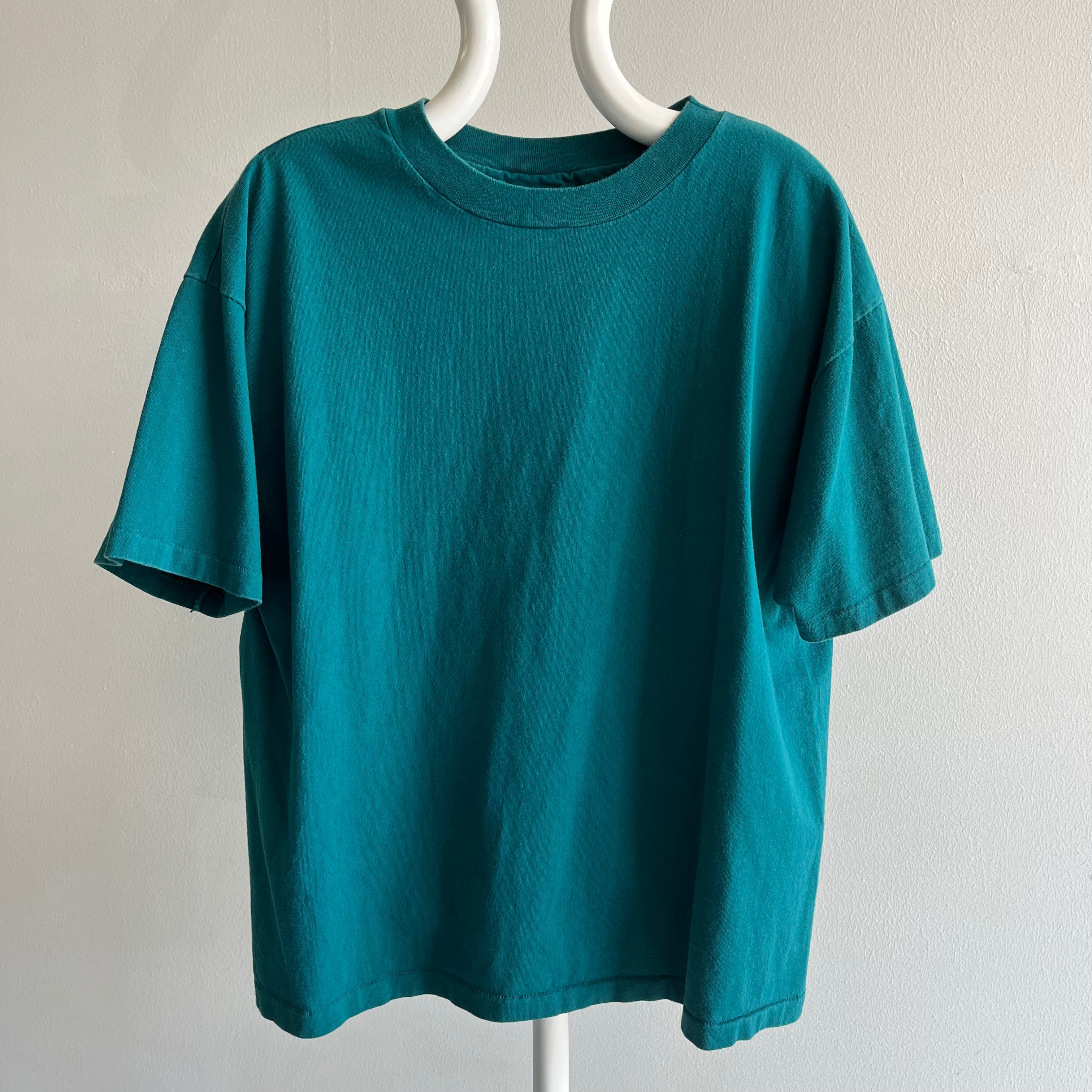 1990s HHW Dark Teal Cotton T-Shirt