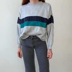 1980s Heather Grey Double Stripe Sweatshirt