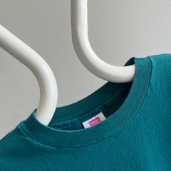 1990s HHW Dark Teal Cotton T-Shirt