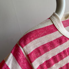 1970/80s Hot Pink Striped T-Shirt - !!!!