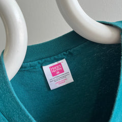 1990s HHW Dark Teal Cotton T-Shirt