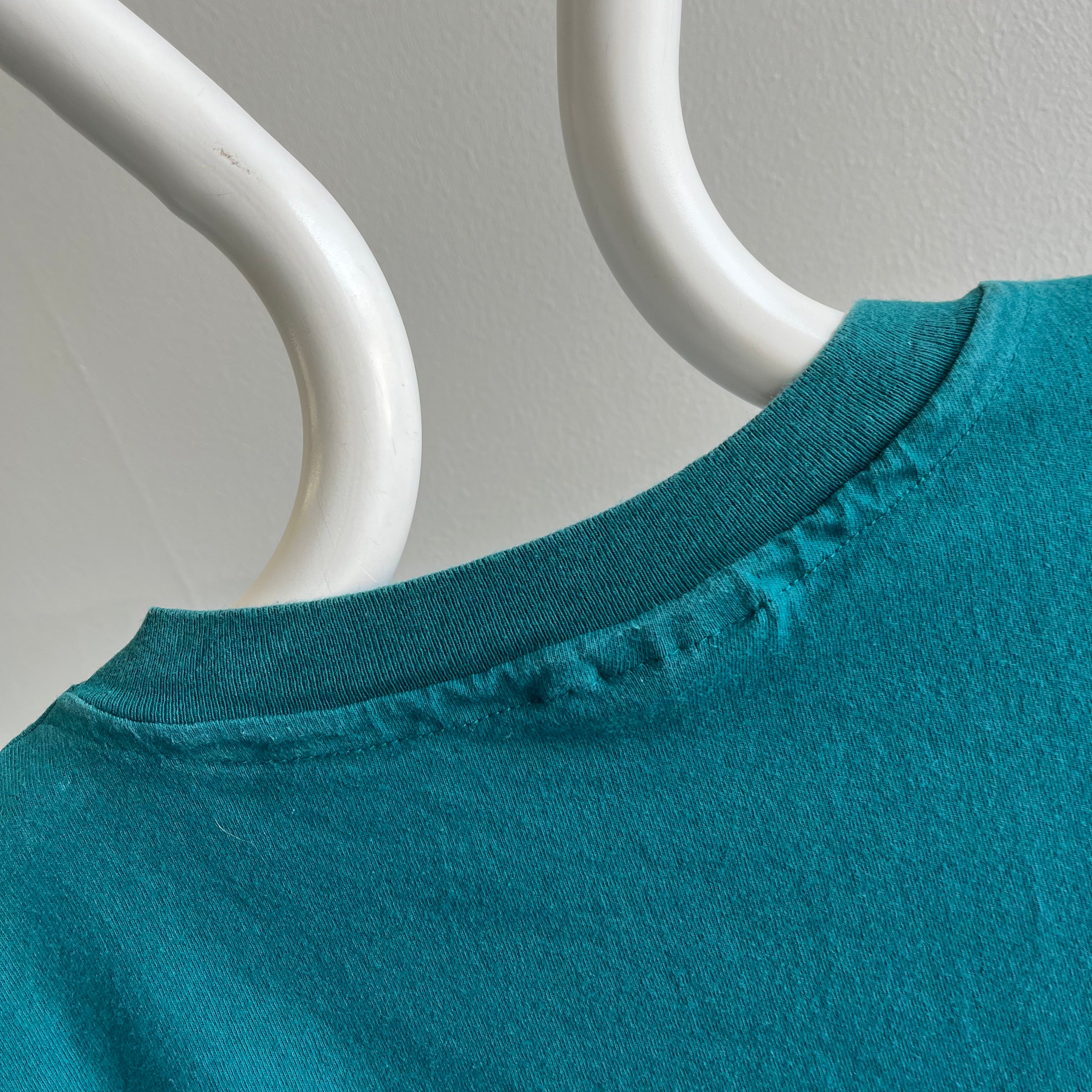 1990s HHW Dark Teal Cotton T-Shirt