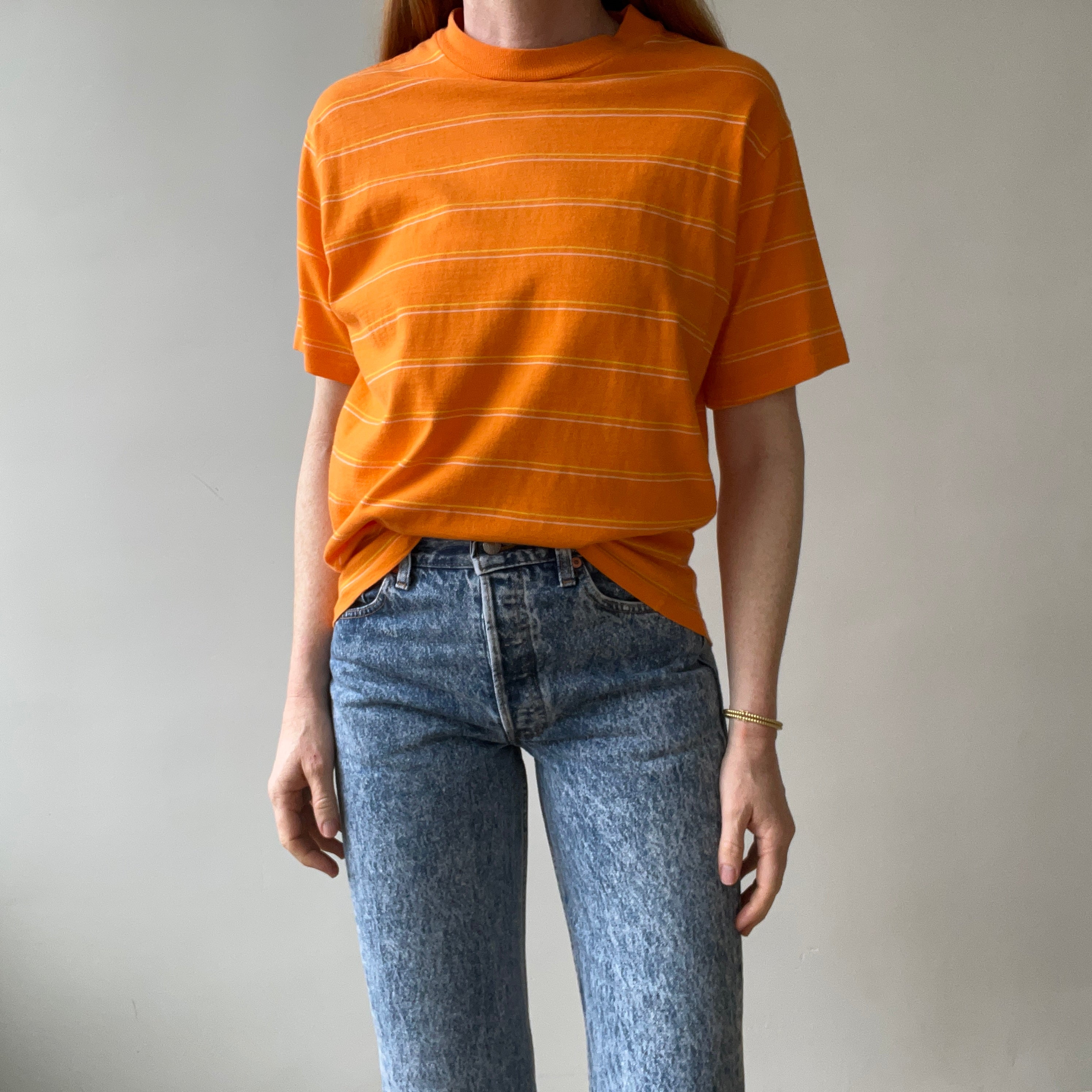 1970s Orange Striped T Shirt