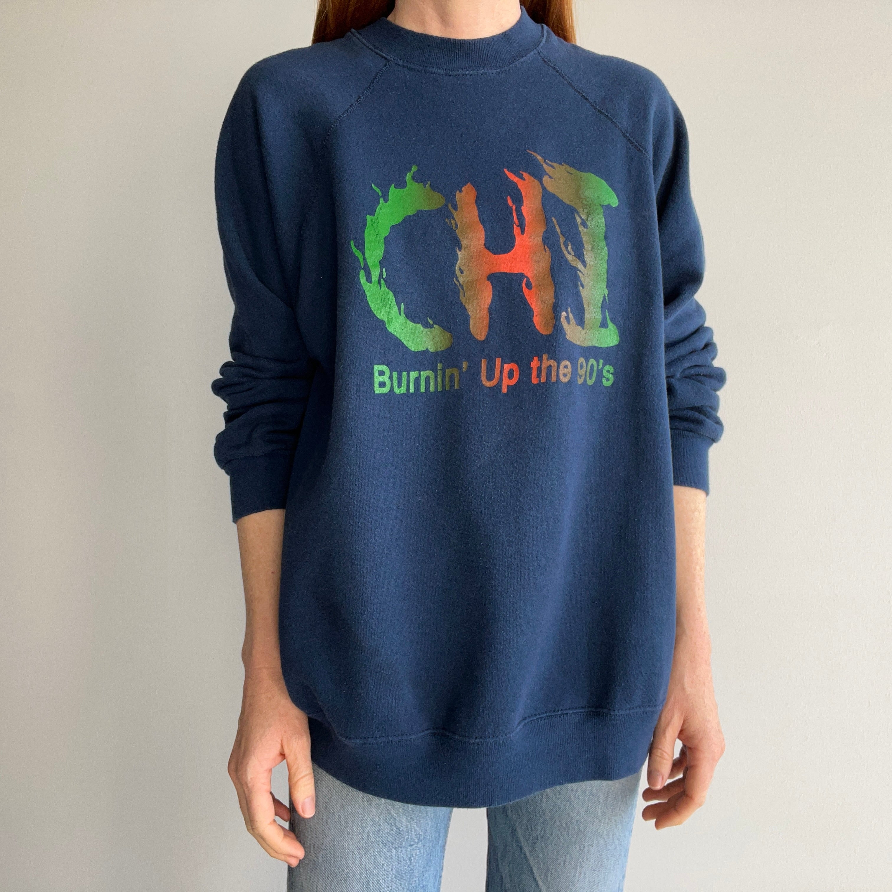1990s Chi Burning Up The 90s Sweatshirt