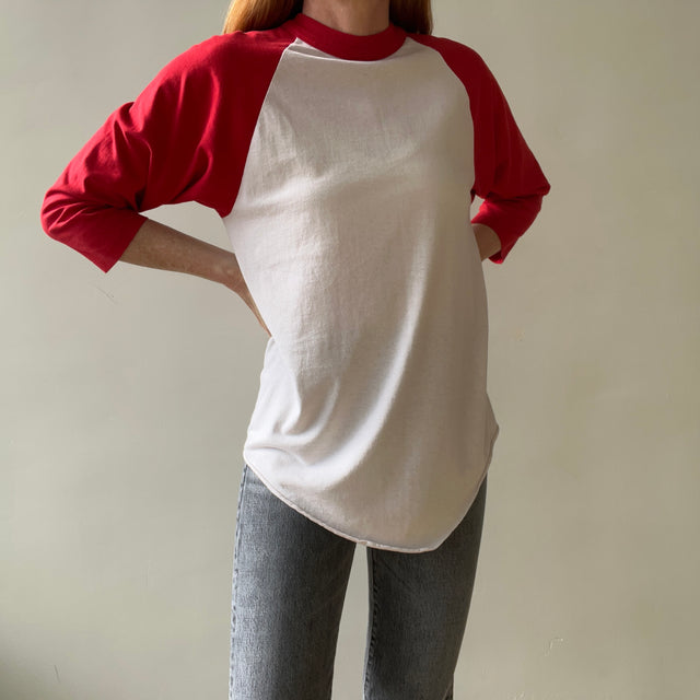 1970s/80s Red and White Three Quarter Sleeve T Shirt