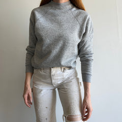 1980s Blank Gray Sweatshirt with a Little Sleeve Mending