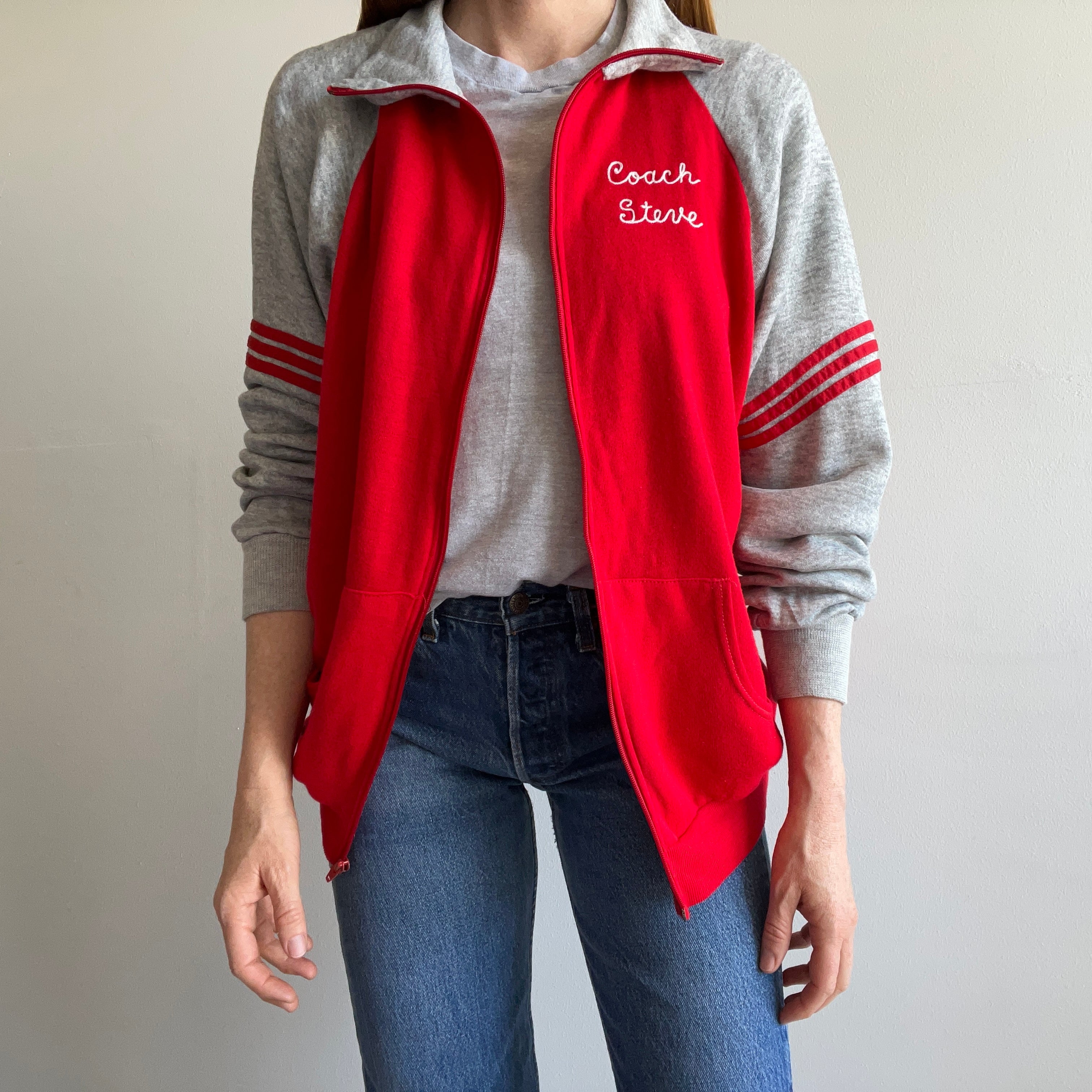 1970s Coach Steve Chainstitch Zip Up Warmup Brand Sweatshirt