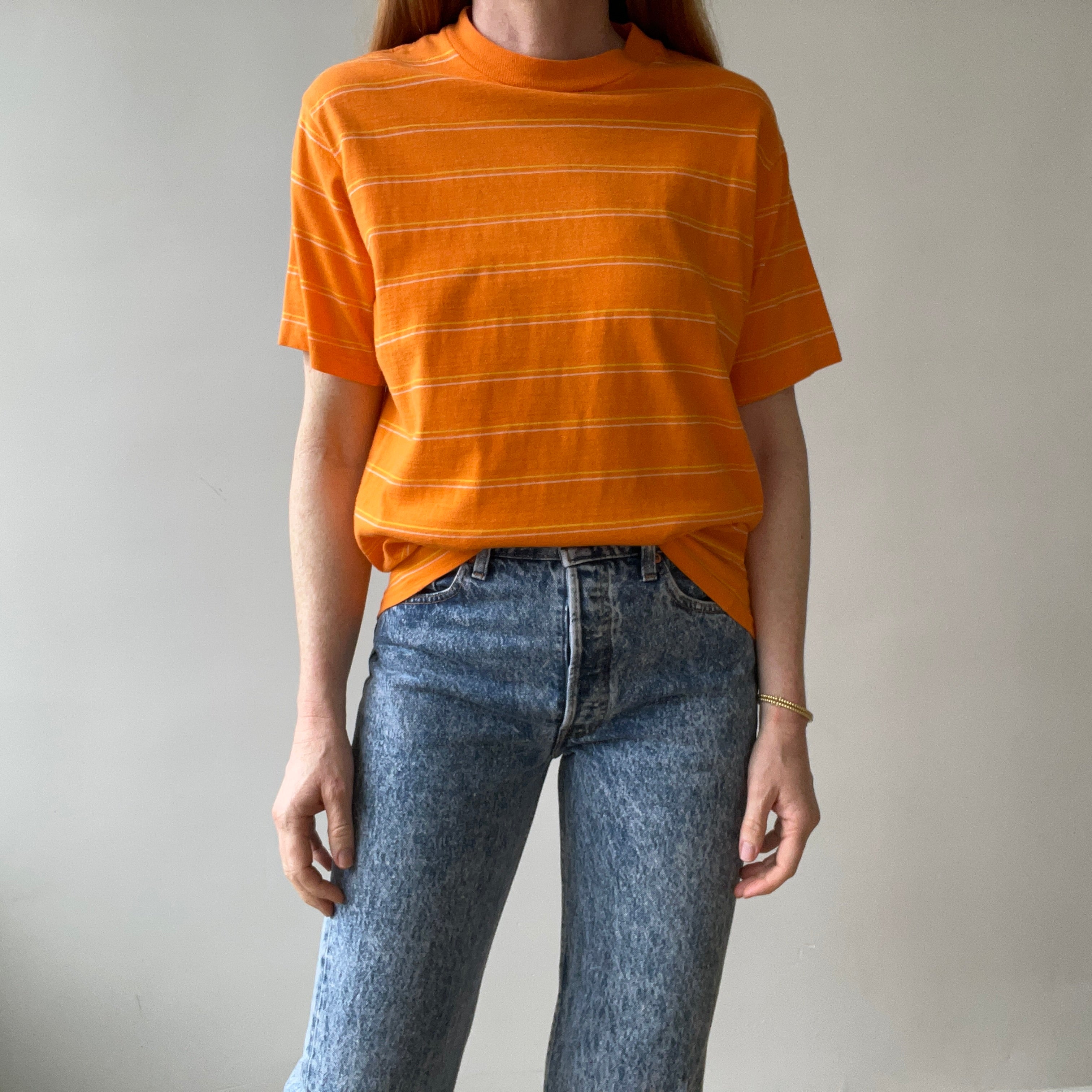 1970s Orange Striped T Shirt