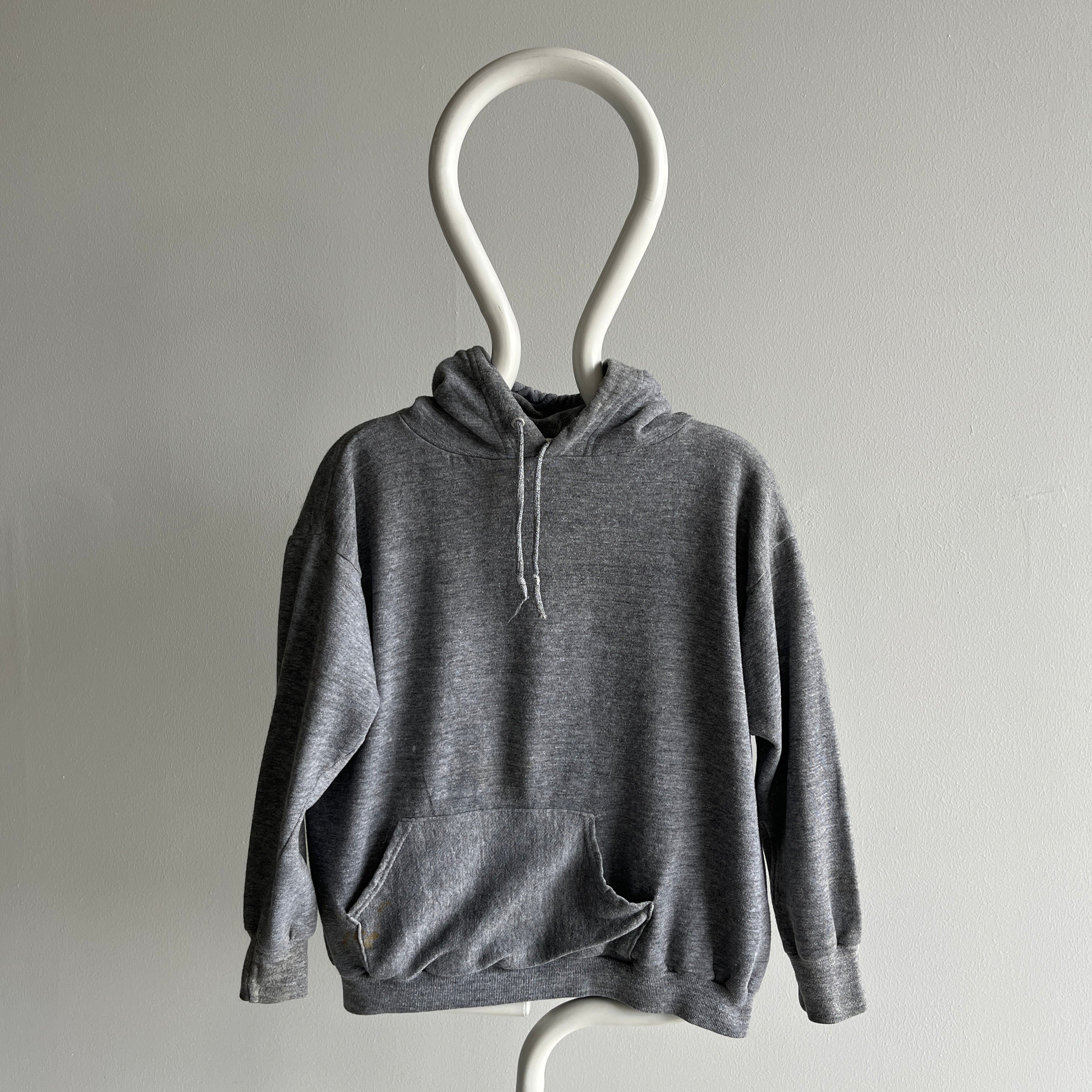 1970/80s Kings Road Smaller Rust Stained Pull Over Gray Hoodie