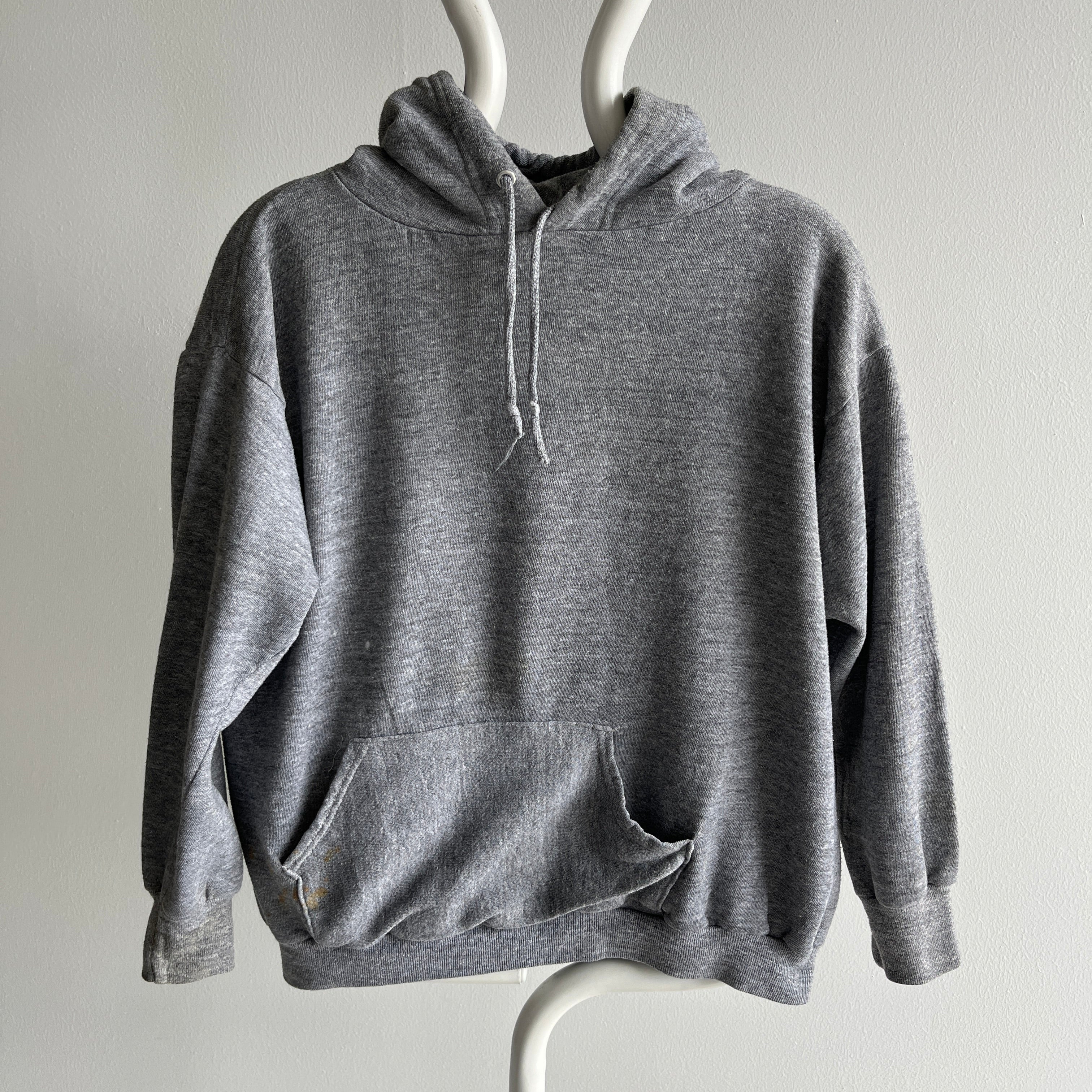 1970/80s Kings Road Smaller Rust Stained Pull Over Gray Hoodie
