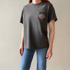 1980/90s !!!! Perfectly Tattered, Torn and Worn Harley Front and Back Pocket T-Shirt - THIS. IS. RAD.