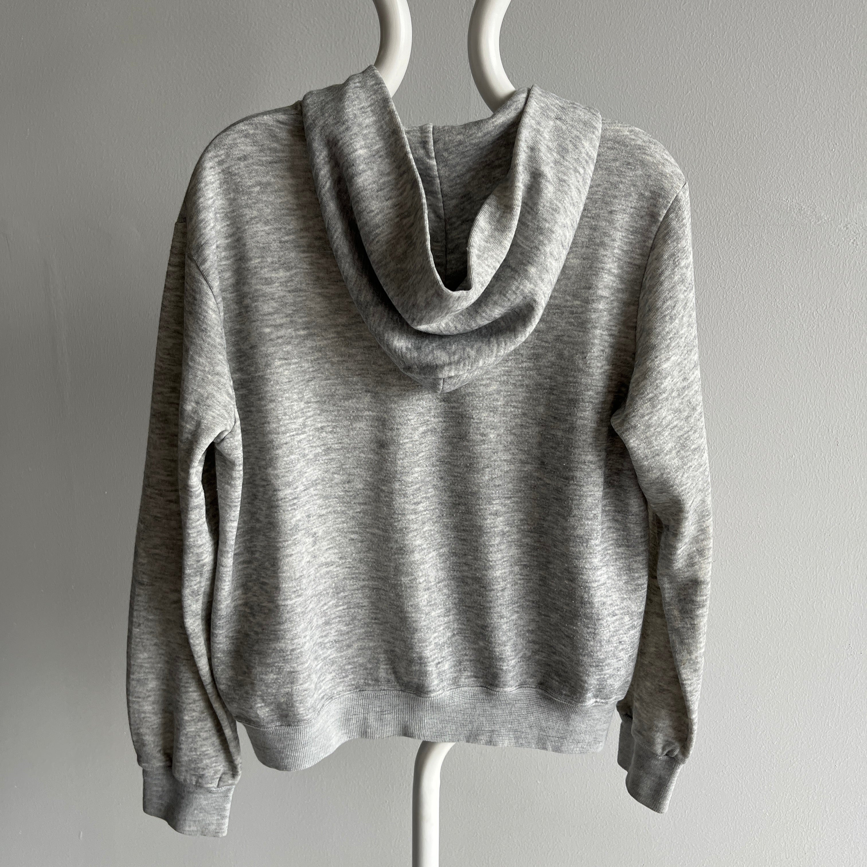 1980s Thinned Out Super Slouchy Blank Gray Hoodie