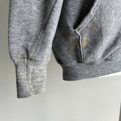 1970/80s Kings Road Smaller Rust Stained Pull Over Gray Hoodie