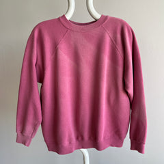 1980s Sun Faded Dusty Rose Blank Raglan Sweatshirt by Hanes Her Way HHW