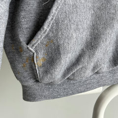 1970/80s Kings Road Smaller Rust Stained Pull Over Gray Hoodie