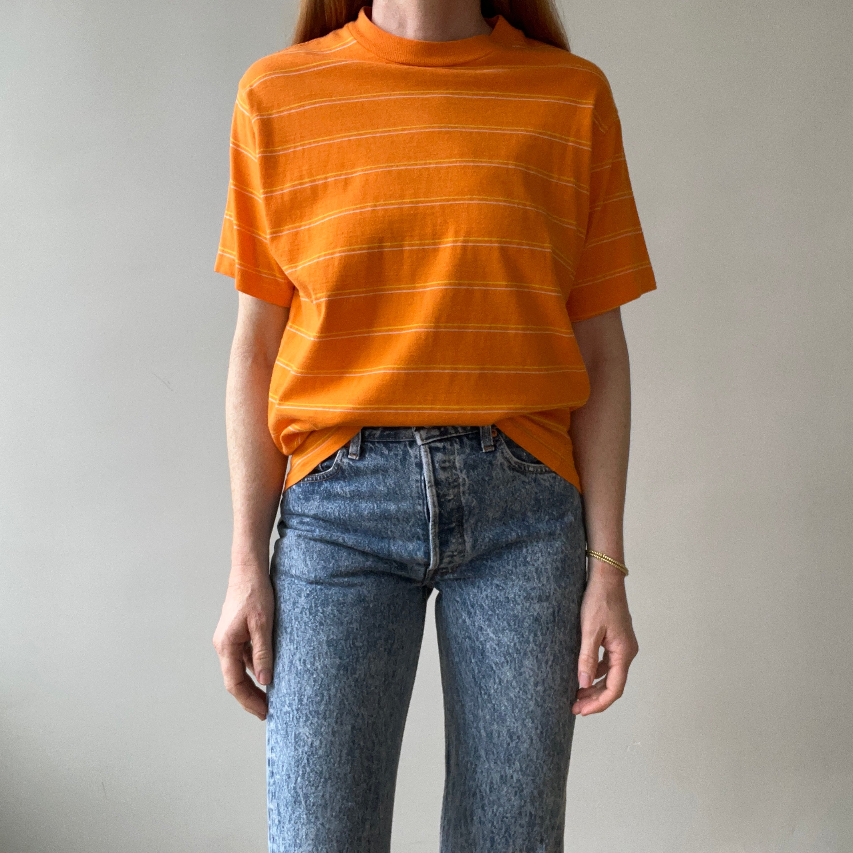 1970s Orange Striped T Shirt