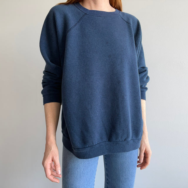 1970s Luxurious Blank Navy Sweatshirt - Did I Mention Luxury?