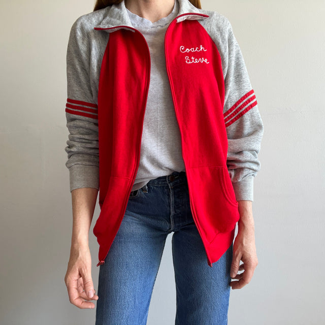 1970s Coach Steve Chainstitch Zip Up Warmup Brand Sweatshirt