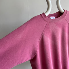 1980s Sun Faded Dusty Rose Blank Raglan Sweatshirt by Hanes Her Way HHW