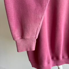 1980s Sun Faded Dusty Rose Blank Raglan Sweatshirt by Hanes Her Way HHW