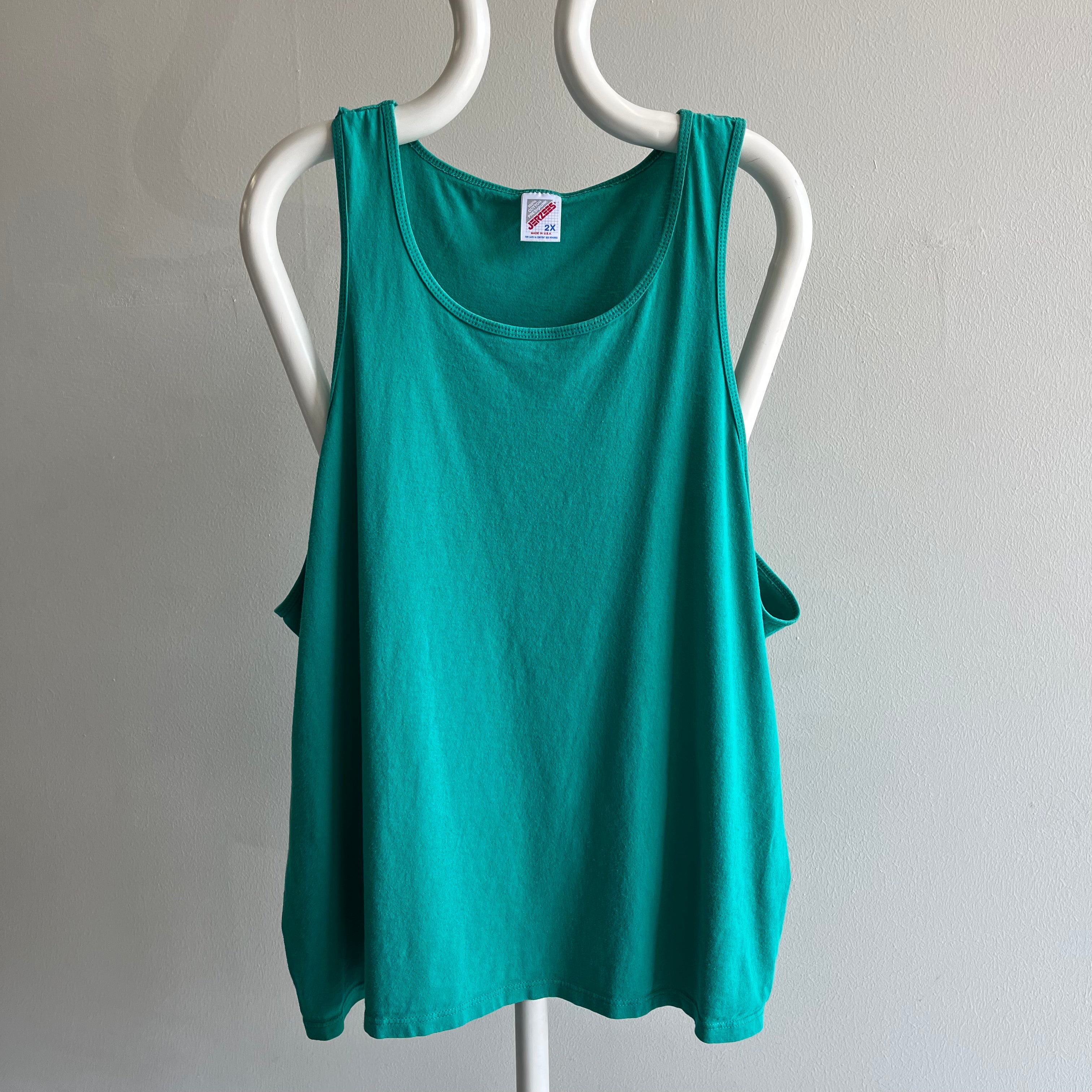 1980/90s Jerzees Teal Cotton Racerback Tank Top