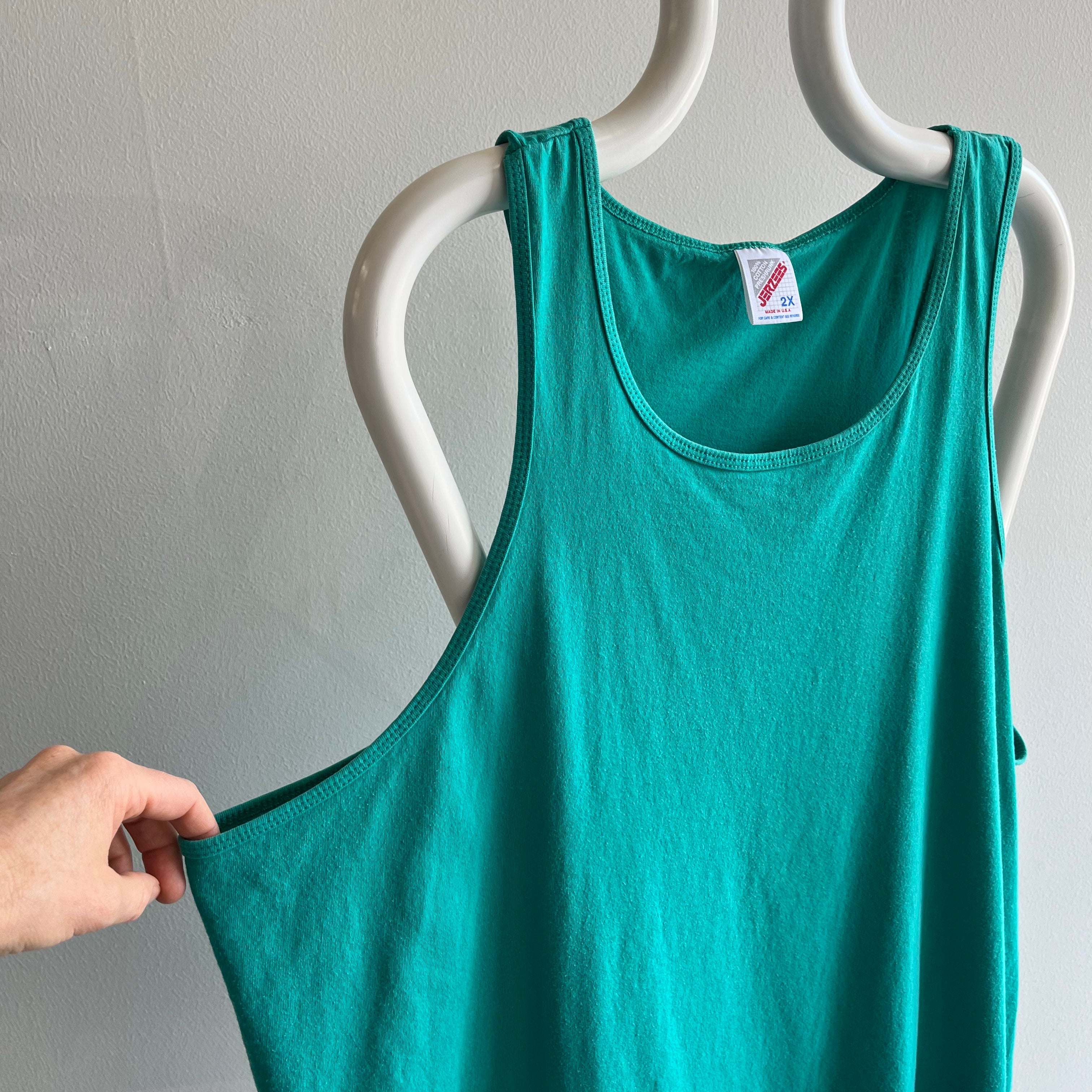 1980/90s Jerzees Teal Cotton Racerback Tank Top