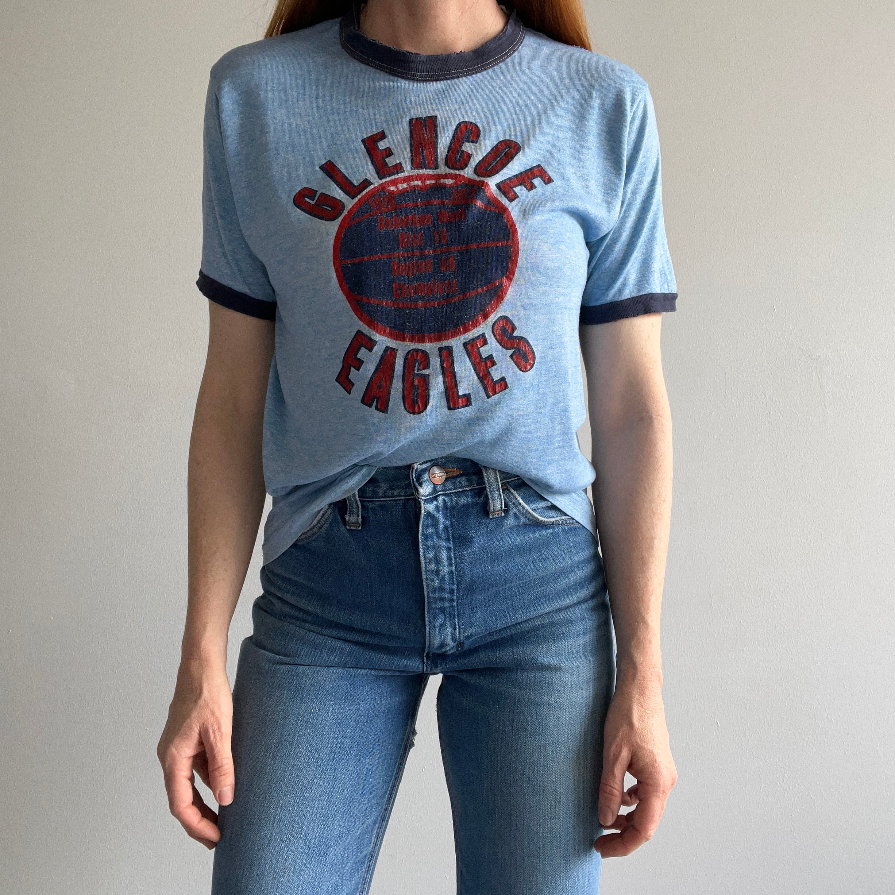 1977 Glencoe Eagles Completely Beat Up T-Shirt/Rag