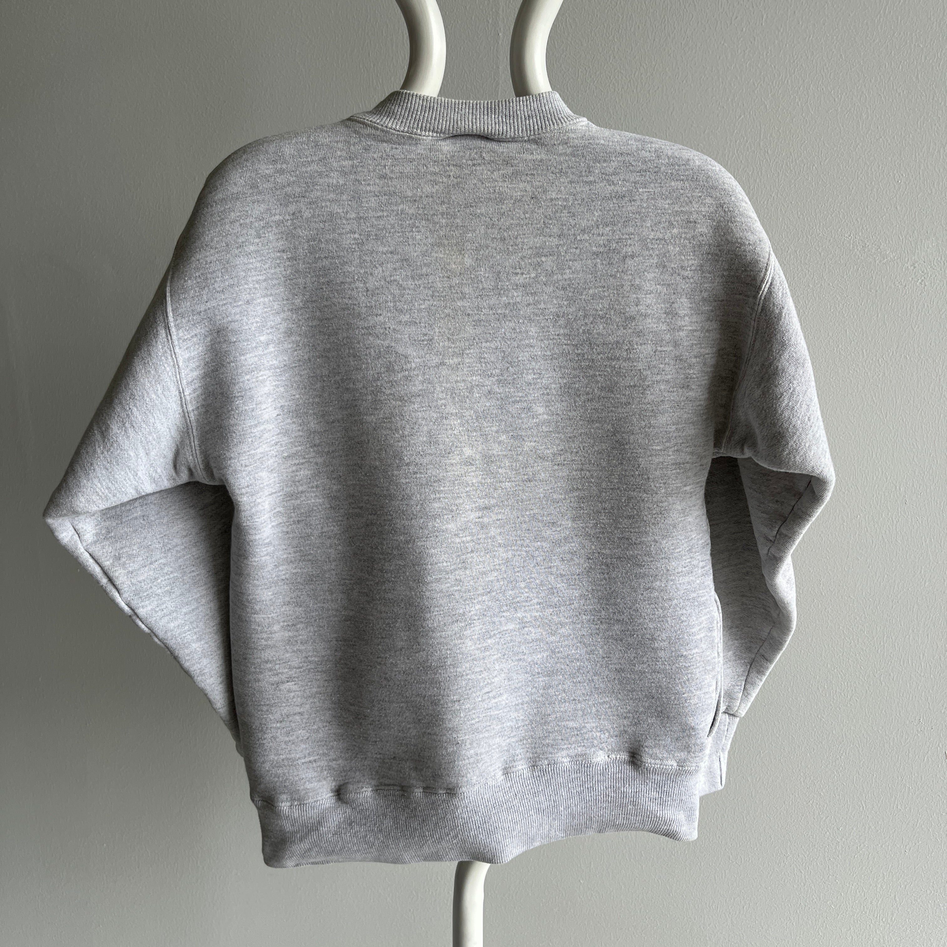 1980/90s Heavyweight Structured Velva Sheen Blank Gray Sweatshirt with Pockets