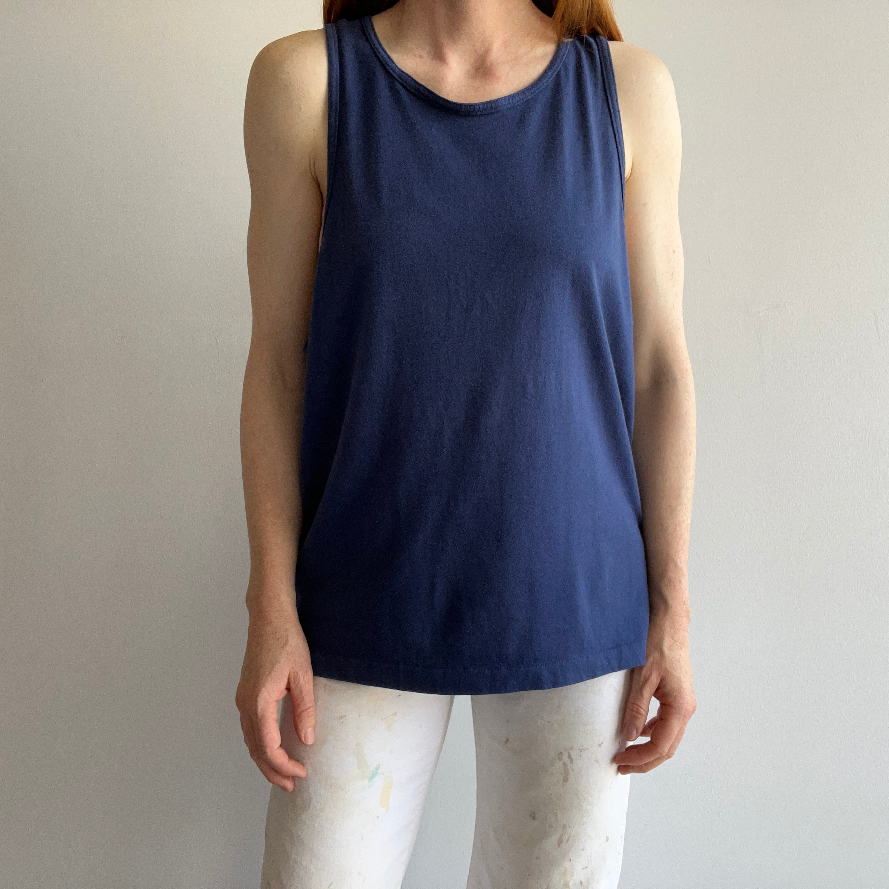 1980s Slouchy Blank Navy Islanders Tank Top