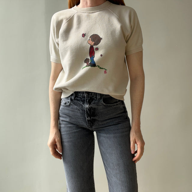 1970s DIY Boy and A Butterfly by AB Warm Up Sweatshirt