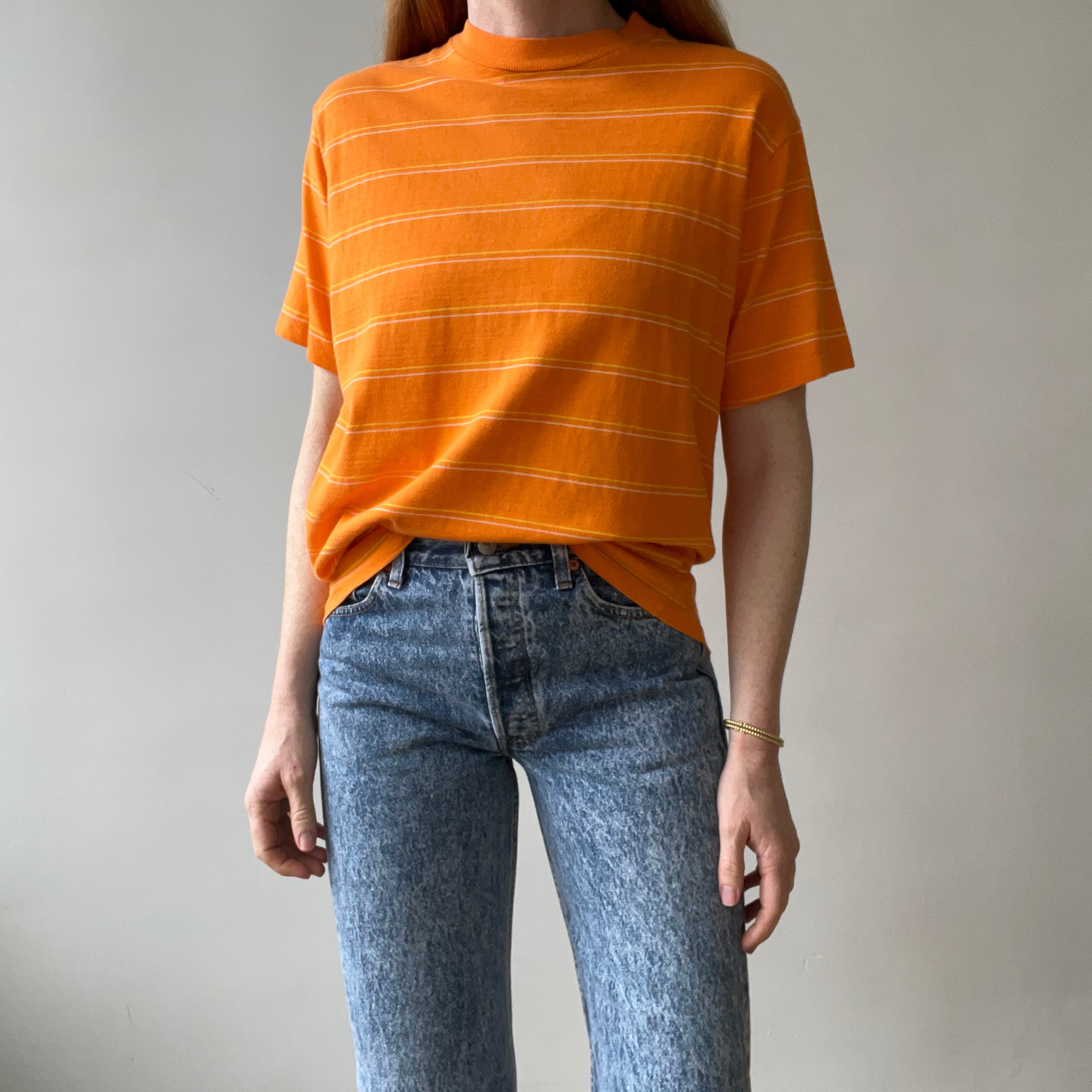 1970s Orange Striped T Shirt