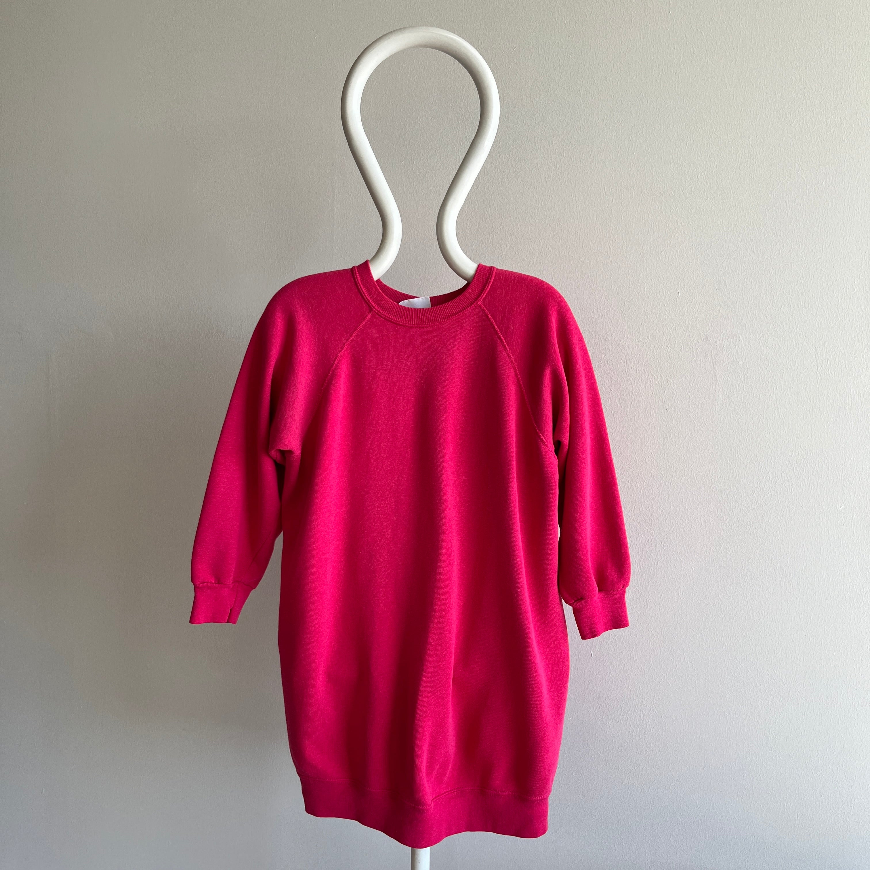 1980s Hot Pink Sweatshirt Dress By Bassett Walker - Oh My!