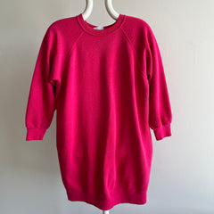 1980s Hot Pink Sweatshirt Dress By Bassett Walker - Oh My!