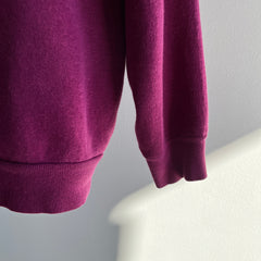 1980s Slouchy Purple/Magenta Raglan with a Wider Collar